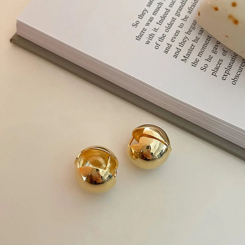 Punk Metal Big Ball Stud Earrings - Semicircle Geometric 2025 Fashion