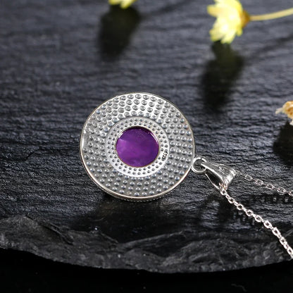 Silver 10MM Amethyst Pendant Necklace | Handmade Gemstone Charm | USA Australia