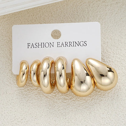 Vintage Teardrop Stud Earrings - Elegant Lightweight Set
