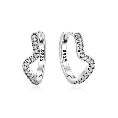 925 Sterling Silver Crystal Earrings - Rose Gold Crown Heart Bee Set