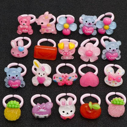 20 Pcs Kids Rings Set | Flower Animal Princess Rings for Girls | Party Favors | USA