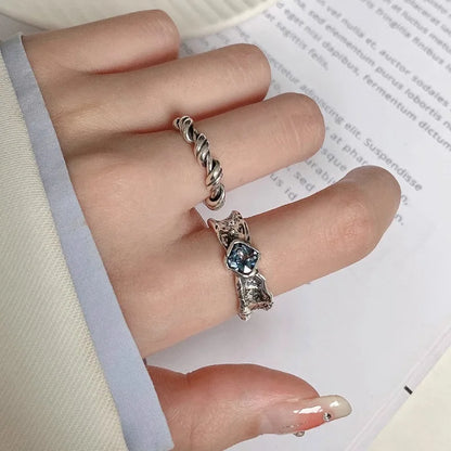 Sterling Silver Flower Bow Ring - Love Combination Adjustable Design