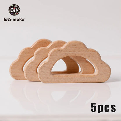 5-Pack Wooden Teether Set | BPA Free Animal Shapes | Hedgehog & Bird | USA