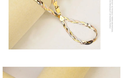 S925 Silver Necklace for Women Italian Craftsmanship Tri Color Silver Six Thread Woven Pure Collarbone Chain Fashion Jewelry