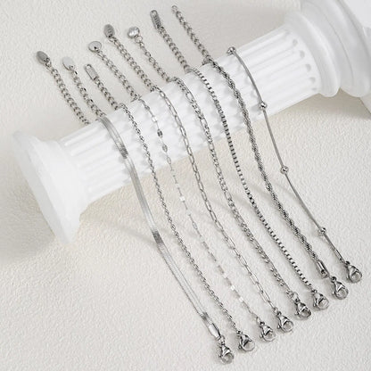 Stainless Steel Link Chain Bracelet | Silver Stackable Layered Set | USA