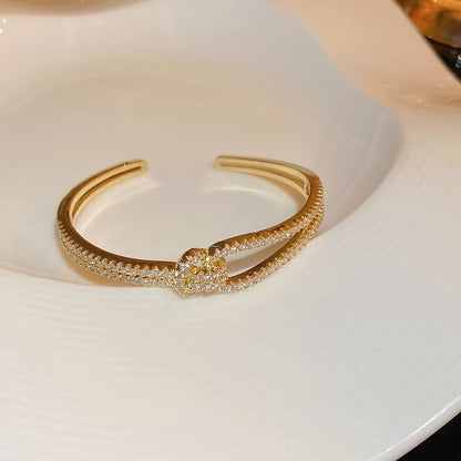 Full Zircon Cuff Bracelet | Gold Plated Copper Minimalist Bangle | USA Australia