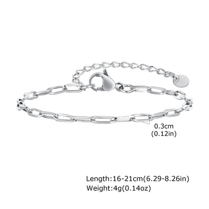 Stainless Steel Link Chain Bracelet | Silver Stackable Layered Set | USA