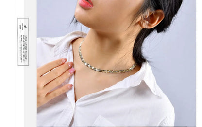 S925 Silver Necklace for Women Italian Craftsmanship Tri Color Silver Six Thread Woven Pure Collarbone Chain Fashion Jewelry