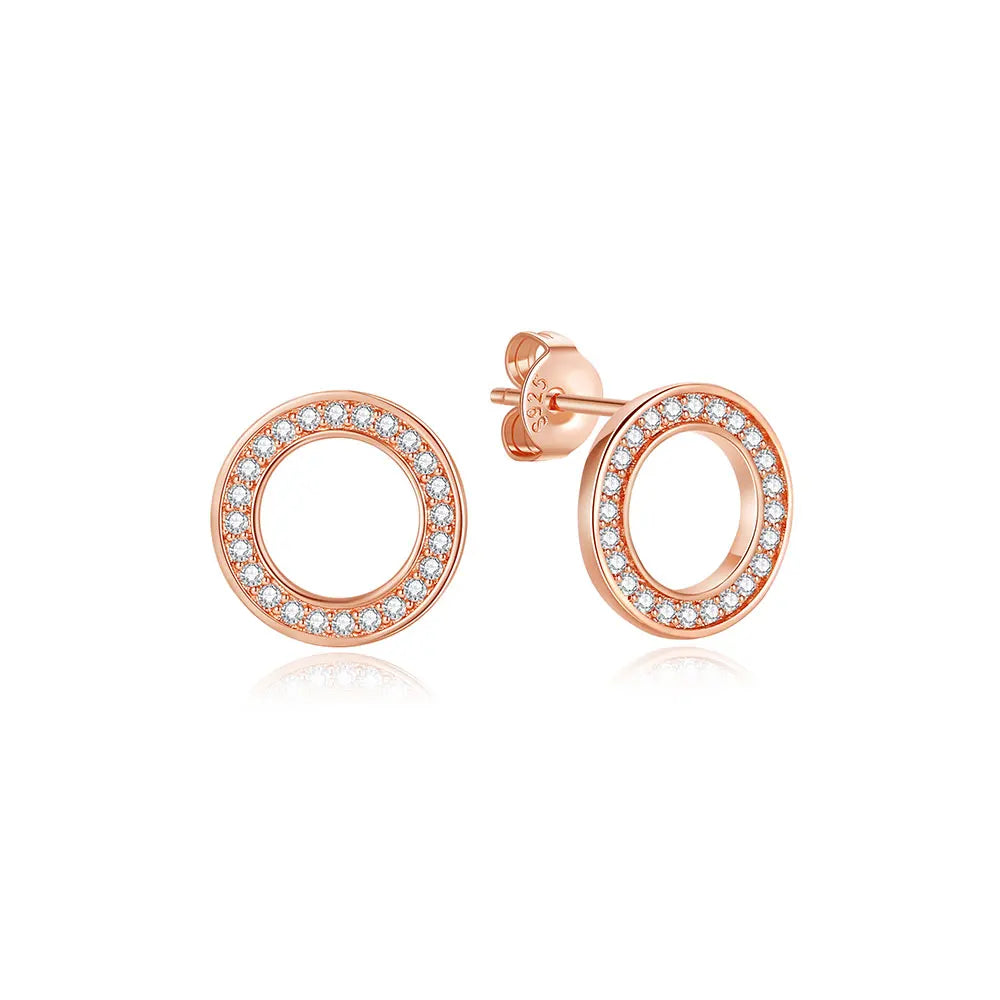 925 Sterling Silver Crystal Earrings - Rose Gold Crown Heart Bee Set