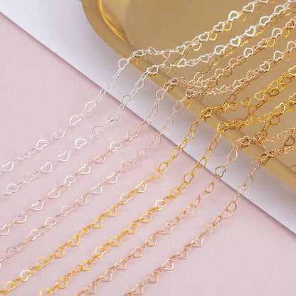 5Meters 1Meter 3mm Necklace Love Heart Chain Silver Gold Copper Link Chains Bracelet for Jewelry Making DIY Components Handmade