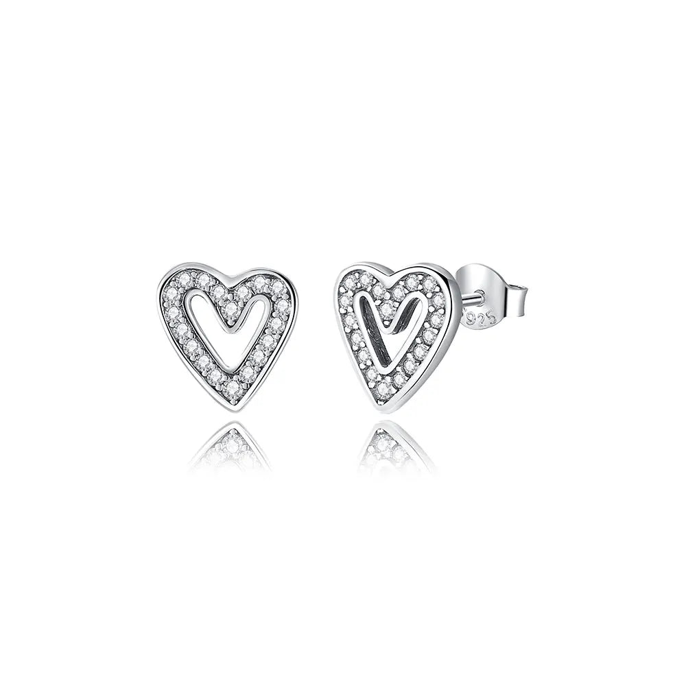 925 Sterling Silver Crystal Earrings - Rose Gold Crown Heart Bee Set