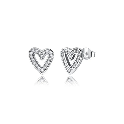 925 Sterling Silver Crystal Earrings - Rose Gold Crown Heart Bee Set