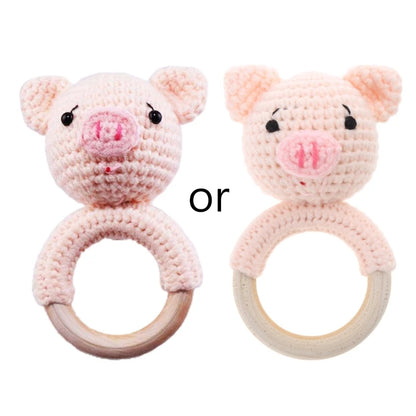 Wooden Giraffe Teether | Crochet Rattle Baby Mobile Toy | USA Australia
