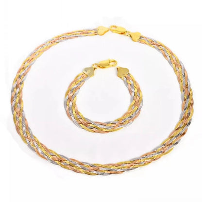 S925 Silver Necklace for Women Italian Craftsmanship Tri Color Silver Six Thread Woven Pure Collarbone Chain Fashion Jewelry