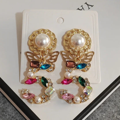 Big Statement Dangle Crystal Earrings  NecklaceFor Lady 5 Digital  Butterfly Drop Jewelry Sets