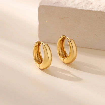 Classic Gold Hoop Earrings - Chunky Stainless Steel Minimalist