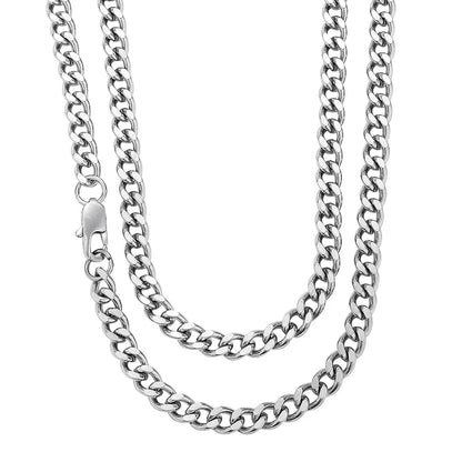 Punk Cuban Chain Necklace | Stainless Steel Curb Link Choker | Women Men | USA