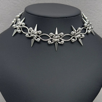 Handmade Punk Rock Spike Cross Choker | Double Layer Chain | Women Men |  Worldwide Shipping