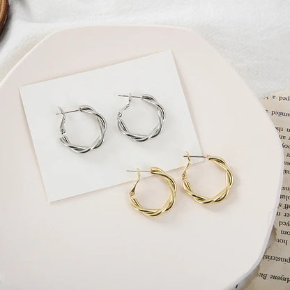Twisted Weaving Metal Hoop Earrings - Vintage Geometric Statement