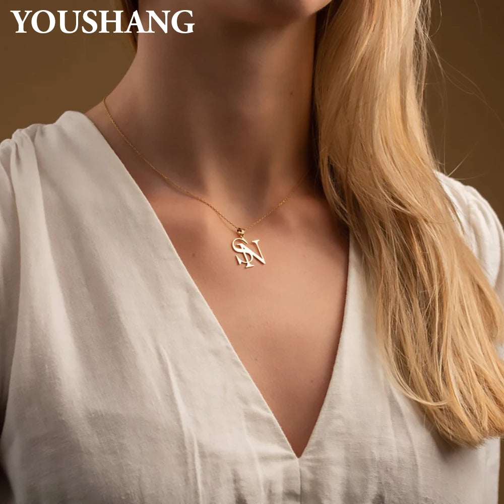 Personalized Couple's Initials Necklace | Stainless Steel Double Letter