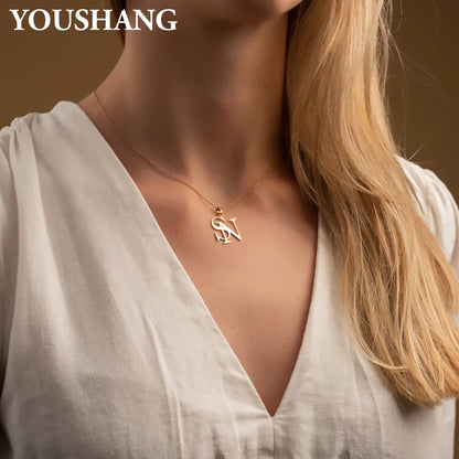 Personalized Couple's Initials Necklace | Stainless Steel Double Letter