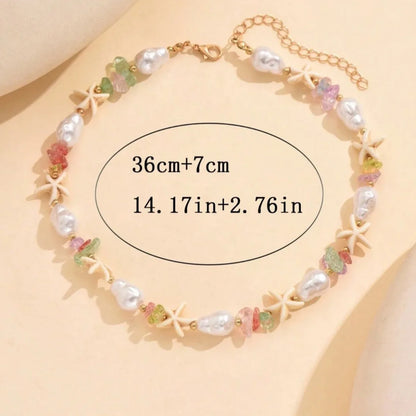 Bohemian Starfish Beach Necklace for Women | Pearl Beaded Choker | Summer | USA