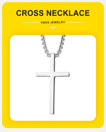 Stainless Steel Cross Necklace | Unisex Silver Pendant | Women Men | USA