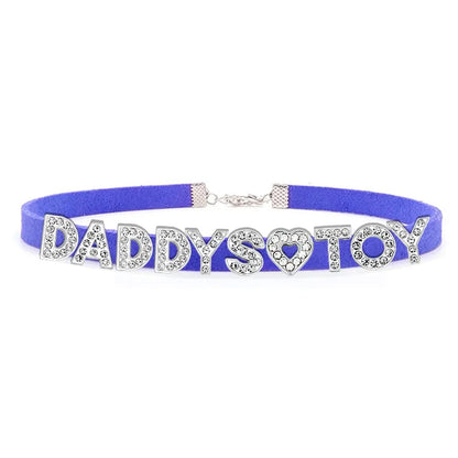 Fashion Rhinestone Letter DADDYS TOY Choker Necklace for Women Girls Korean Leather Collar Custom Personalized Sexy Neck Jewelry