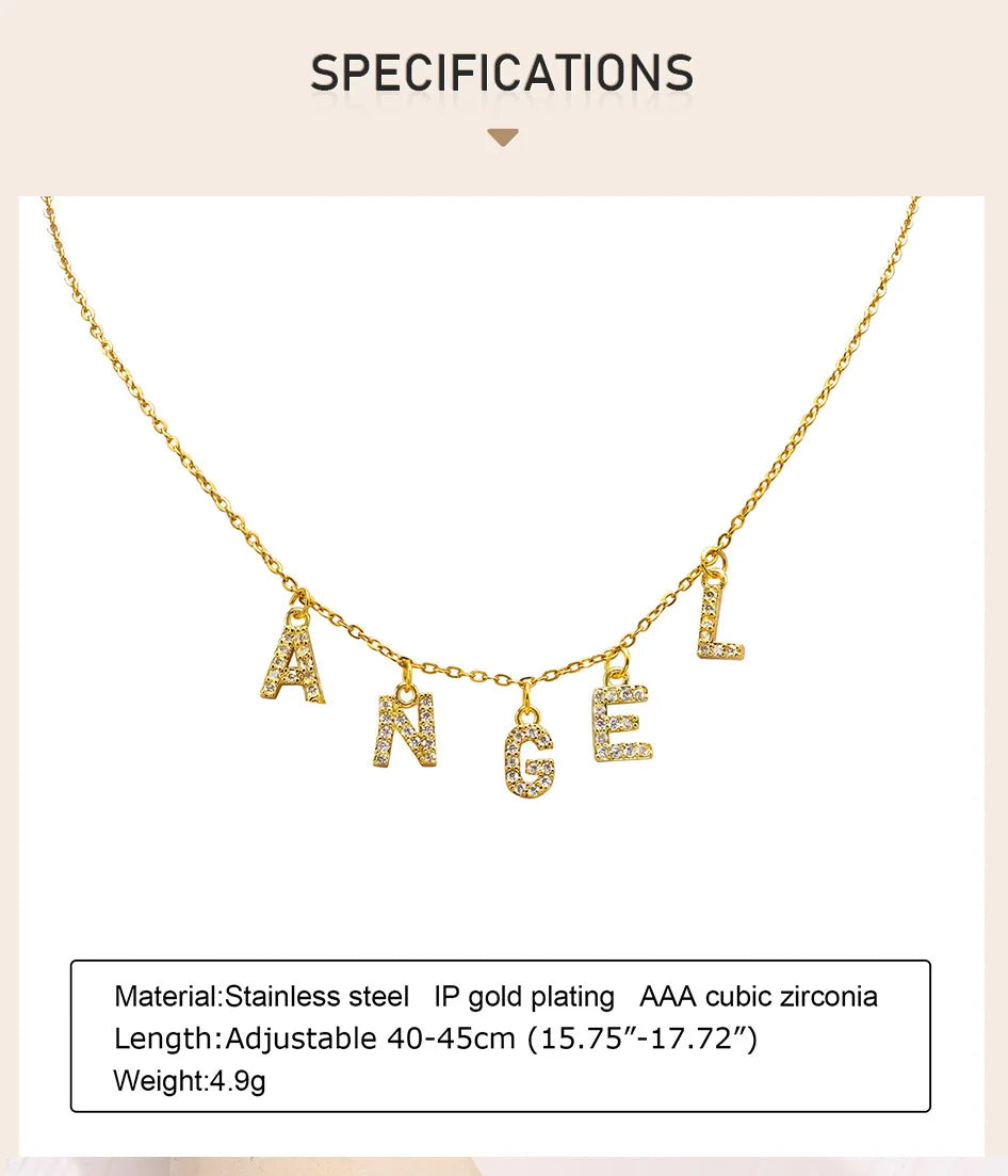 Personalized Initial Name Necklace | Stainless Steel Letter Pendant | USA