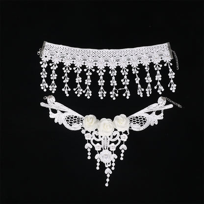 Vintage Gothic Tattoo Lace Choker | Black Crystal Pendant | Boho Jewelry | USA