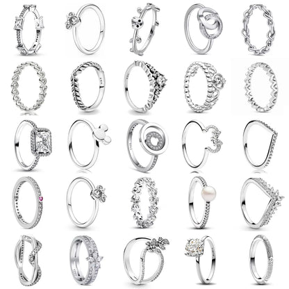 925 Silver Originales Miniso Disney Mickey Minnie butterfly Daisy Wedding Ring Set For Woman Luxury Jewelry Party Gift