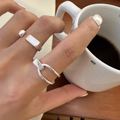 Sterling Silver Flower Bow Ring - Love Combination Adjustable Design