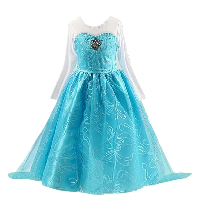 Girls Snow Queen Elsa Costume | Frozen Princess Dress 2025 | Carnival Party | USA
