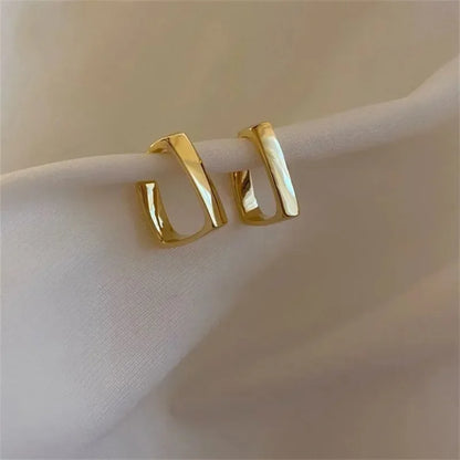 U-Shaped Geometric Earrings - Gold Irregular Trendy Jewelry