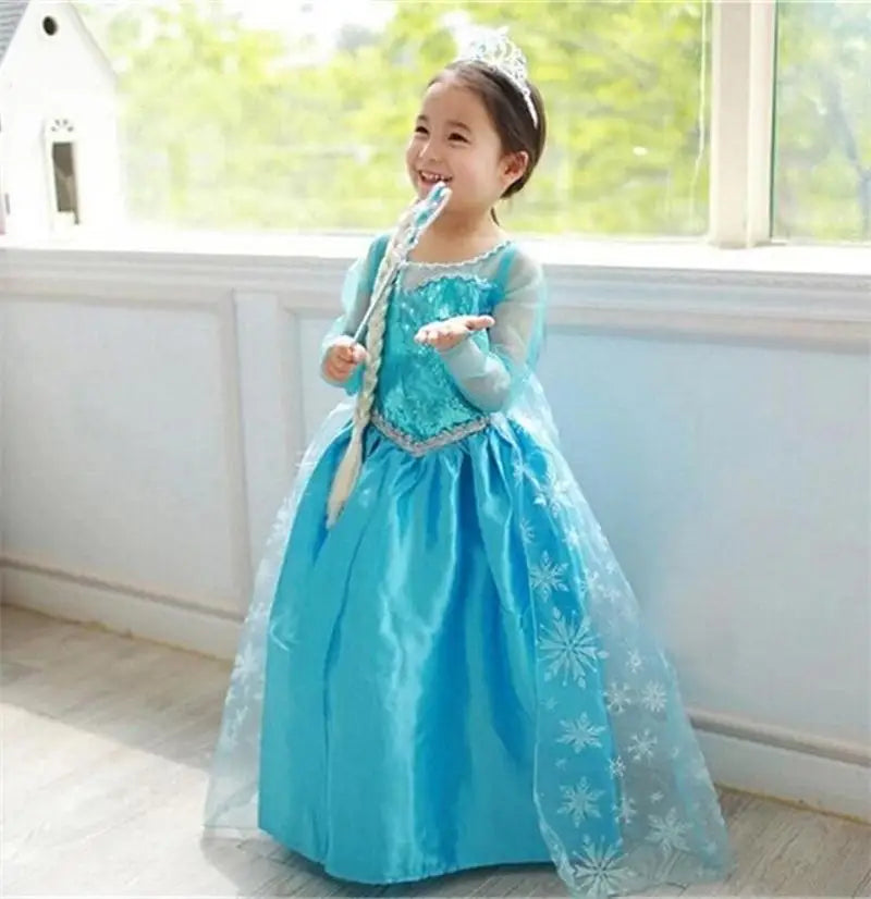 Girls Snow Queen Elsa Costume | Frozen Princess Dress 2025 | Carnival Party | USA