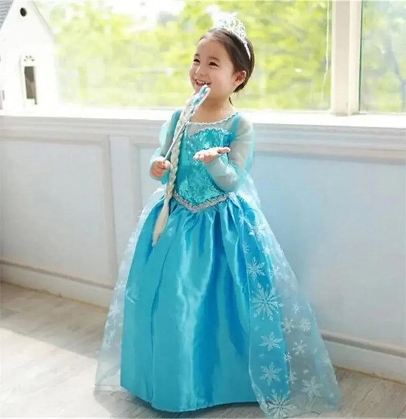 Girls Snow Queen Elsa Costume | Frozen Princess Dress 2025 | Carnival Party | USA