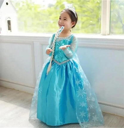 Girls Snow Queen Elsa Costume | Frozen Princess Dress 2025 | Carnival Party | USA
