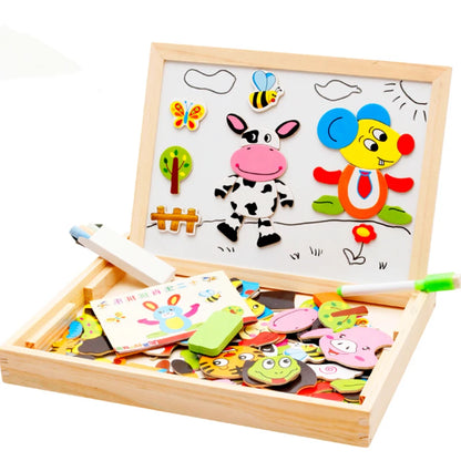 Wooden Magnetic Drawing Board | Animal Puzzle Learning Toy | Kids | USA Australia
