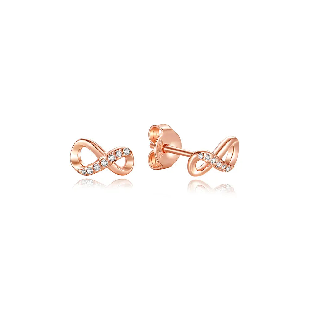925 Sterling Silver Crystal Earrings - Rose Gold Crown Heart Bee Set