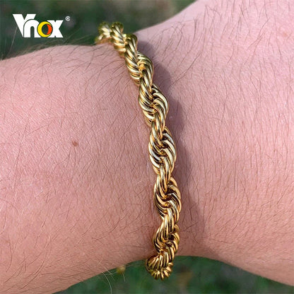 Unisex Rope Chain Bracelet | Stainless Steel Twisted Links | Women Men | USA