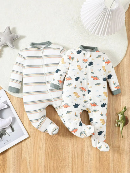 Bamboo Fiber Baby Romper 2-Pack - Long Sleeve Unisex Set
