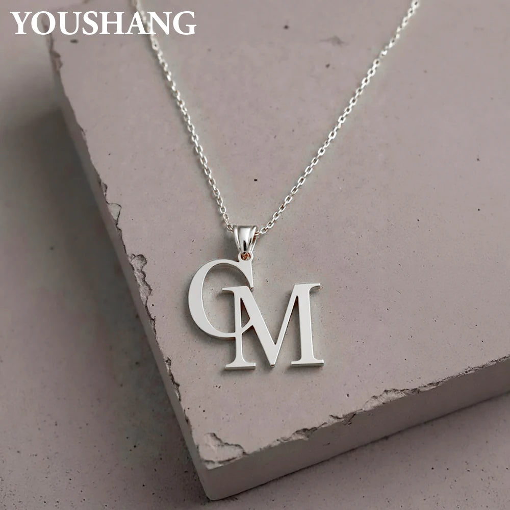 Personalized Couple's Initials Necklace | Stainless Steel Double Letter