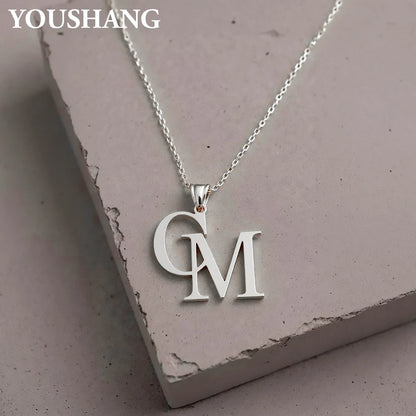 Personalized Couple's Initials Necklace | Stainless Steel Double Letter