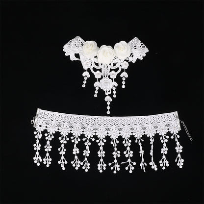 Vintage Gothic Tattoo Lace Choker | Black Crystal Pendant | Boho Jewelry | USA