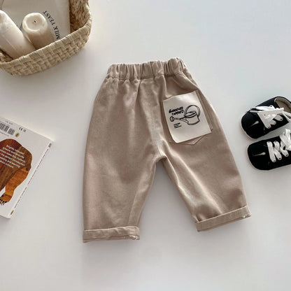 Solid Color Kids Pants - Elastic Waist Casual Trousers (1-6 Years)
