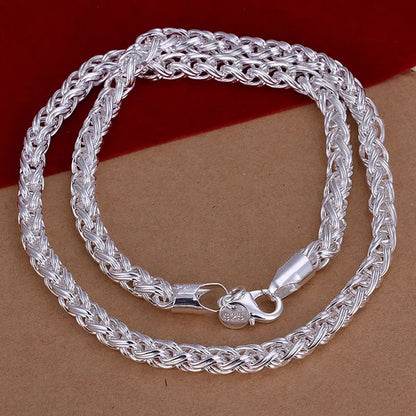 50cm 925 Sterling Silver 6MM Necklace Noble Luxury Gorgeous Charm Fashion Solid Men Women Chain Twisted 20inches Jewelry