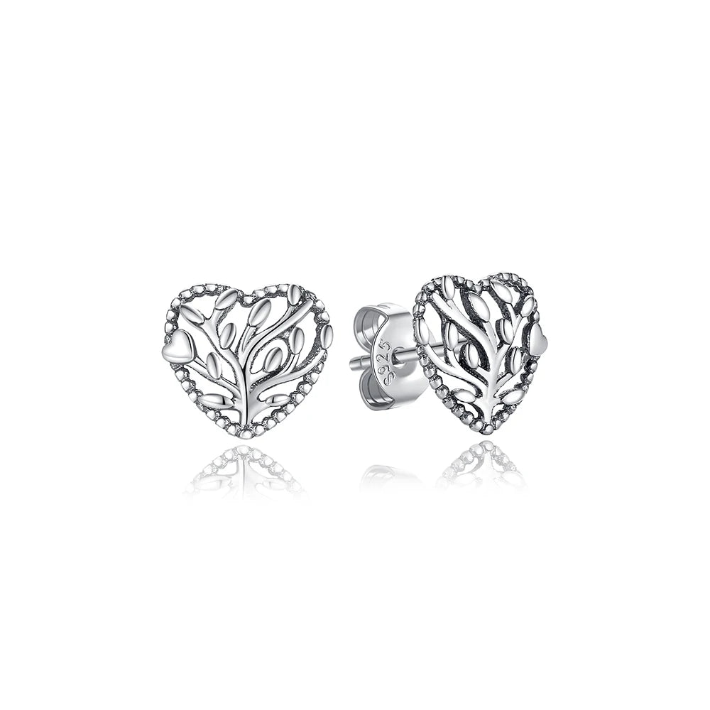 925 Sterling Silver Crystal Earrings - Rose Gold Crown Heart Bee Set