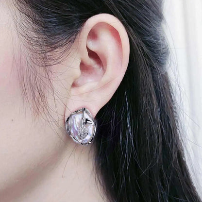 FENASY 925 Sterling Silver Jewelry Sets Big Baroque Natural Pearl Stud Earrings Custom Luxury Necklaces Rings For Women