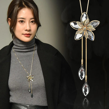 Vintage Crystal Sweater Chain 2025 | Water Drop Long Necklace | Wedding Party