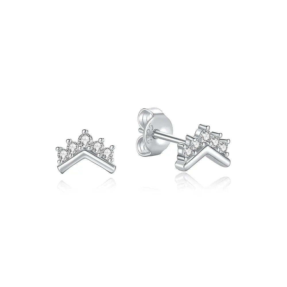 925 Sterling Silver Crystal Earrings - Rose Gold Crown Heart Bee Set